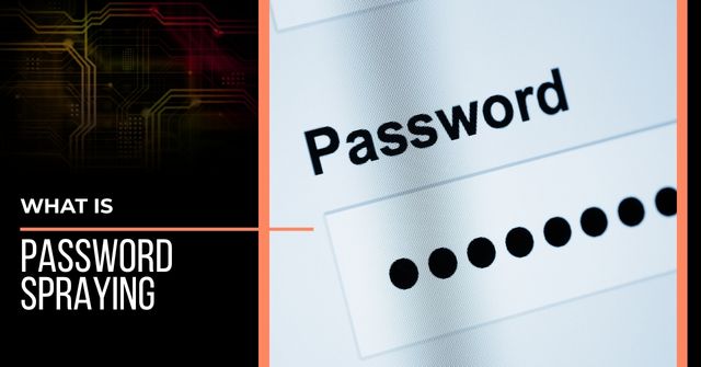 Person holding a tablet with a series of white locks floating over the top. One lock is read with a broken link. Text reads, "What is Password Spraying"